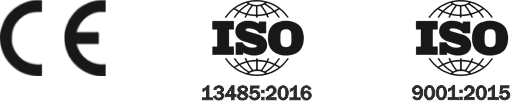 Certyfikaty: CE, ISO 13485:2012, ISO 9001:2008