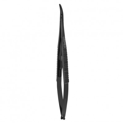 Castroviejo needle holder with TC, curved, black ceramic coated - 14 cm