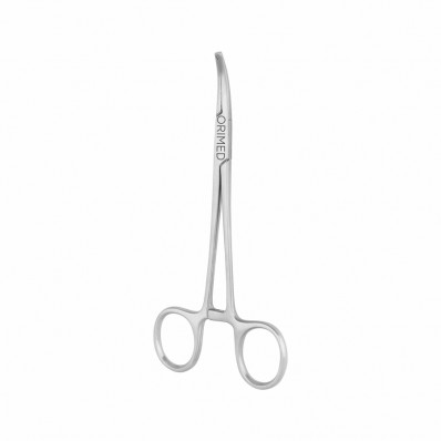 Hemostatic forceps, Kocher, 1x2 teeth, curved L- 14 cm