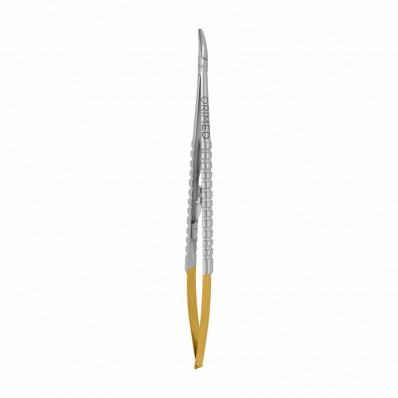 Needle holder Castroviejo with TC, curved, L- 18 cm