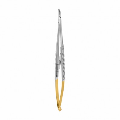 Needle holder Castroviejo with TC, curved, L- 18 cm