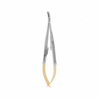 Castroviejo needle holder with TC, curved - 14 cm