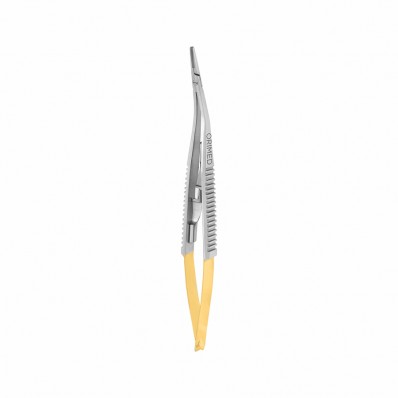 Needle holder Castroviejo with TC, angled, L- 14 cm