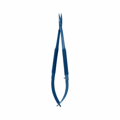 Microsurgical Westcott scissors, serrated, curved, L- 14.5 cm, titanium