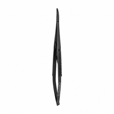 Castroviejo needle holder with TC, curved, black ceramic coated - 18 cm