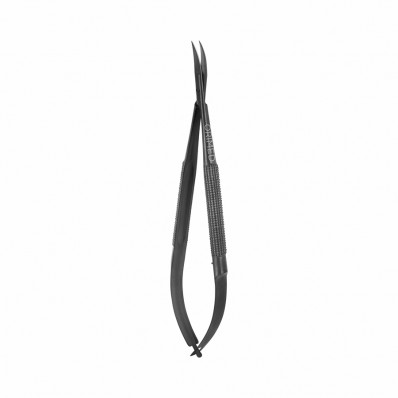 Microsurgical scissors Westcott with TC, curved, black ceramic coated, L- 14.5 cm