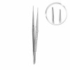 Microsurgical tweezer Fig. 8A, 1x2 teeth, straight, L- 18 cm