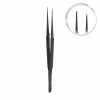 Microsurgical tweezer Fig. 22, black ceramic coated, straight, L- 18 cm