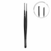 Tissue tweezer Gerald, 1x2 teeth, black ceramic coated, straight, L- 17.5 cm