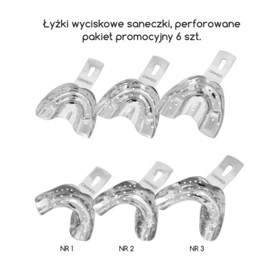 Impression trays, part edentulous, perforated, set 6 pcs.