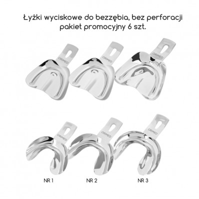 Impression trays, edentulous, solid, set 6 pcs.