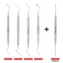 Bone curette, set, 4 pcs + 1 pc. free