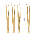 Tweezer, fluted handle TiN, set, 4 pcs