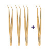 Tweezer, fluted handle TiN, set, 4 pcs