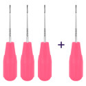 Luxator, curved, W- 3 mm, handle pink, 4 pcs